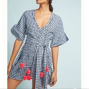 M/L Sundress gingham pompom summer dress